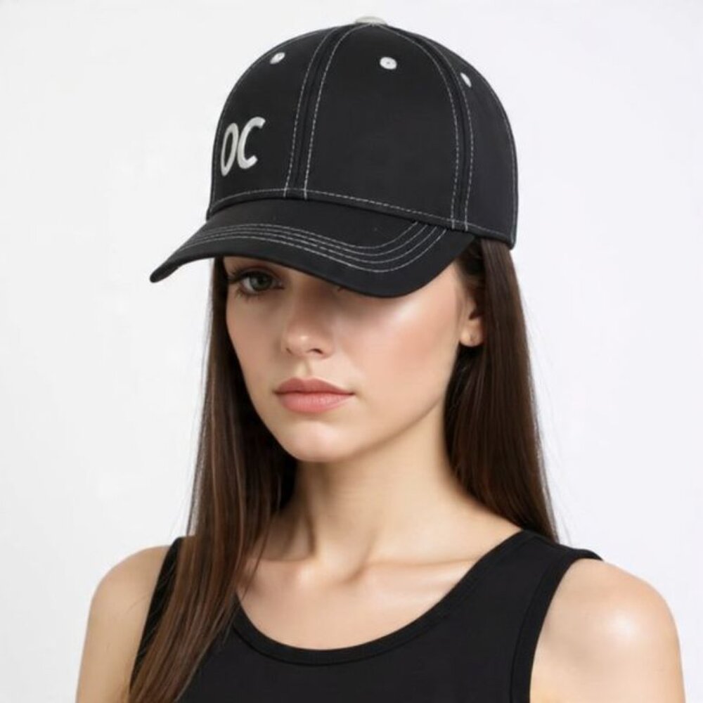 Old Chicago Black Crew Hat White Embroidered Logo Adjustable Velcro Back Stylish